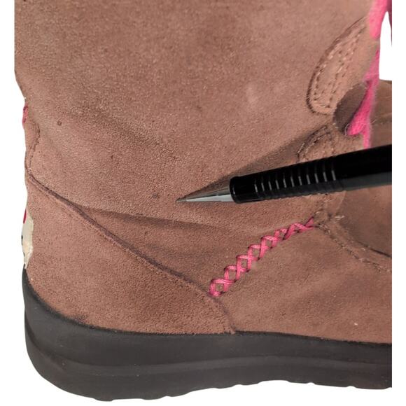 UGG I Heart Suede Shearling Lined Winter Boots Women 7 Boho Cobincore Cozy Y2K - Picture 8 of 9